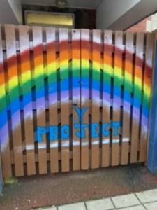 Room at the Inn and The Y Project, gates, rainbow, homeless, charity